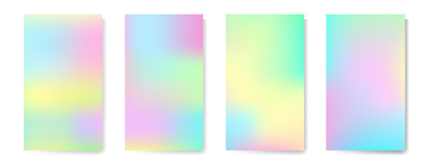 Fototapeta premium Set of 4 colorful gradient backgrounds in rich colors with soft transitions. For covers, wallpapers, posters, branding, social media and other projects. Vector, for web and print.