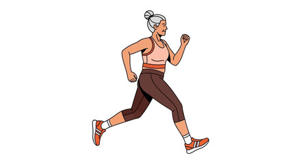 Obraz premium Active Senior Woman Jogging Outdoors - Healthy Lifestyle and Fitness Concept