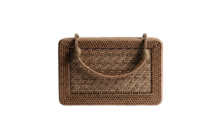A woven basket purse isolated on transparent background