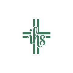 IHS monogram with cross symbol representing Christian faith and spirituality.