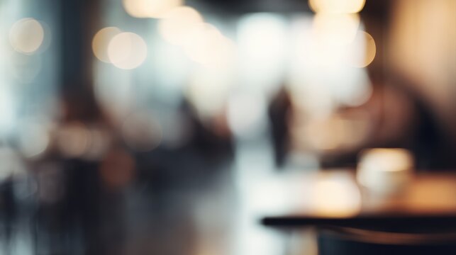 Blurred background of busy coffee shop with people, vintage color tone abstract cafe background