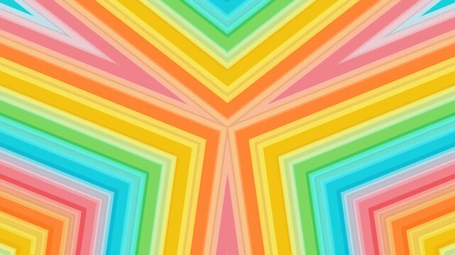 Vibrant Rainbow Colored Geometric Pattern with Concentric Shapes.