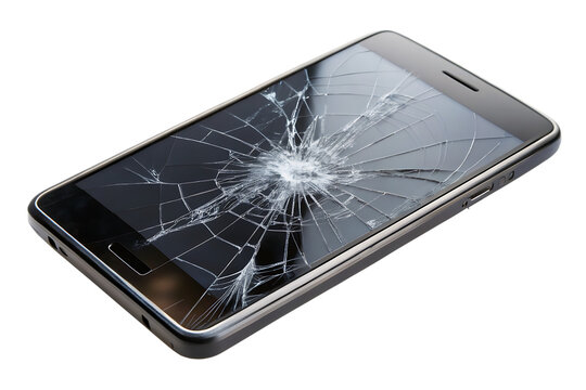 Smartphone with shattered screen, Isolated on White Background.png