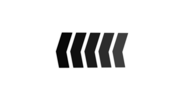 left-directional arrow loop animation. Animated arrows for the overlay video layer. arrow icon concept animation with white background.