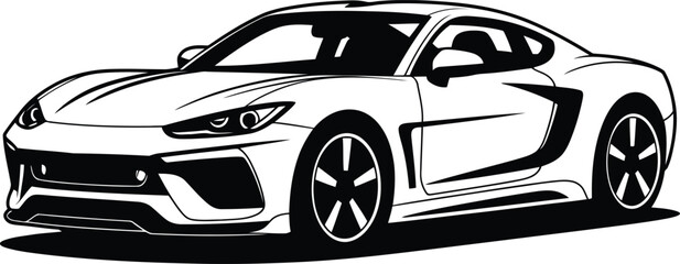 Sleek modern sports car in dynamic motion on road