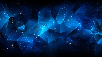 futuristic digital abstract background with blue geometric shapes and sparkling stars