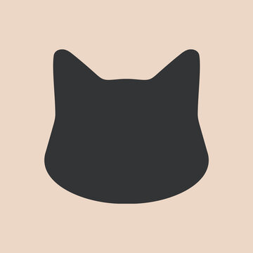黒猫のシルエットのアイコン　ねこ　顔　Black cat face silhouette icon
