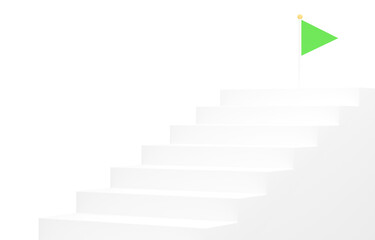 Fototapeta premium 3D素材_シンプルな階段とフラッグ_緑