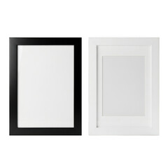 Fototapeta premium Black and white picture frames isolated on transparent background