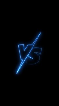 VS versus bars . neon animated versus icon. Versus icon animation glowing neon red color. v and s letter game match team challenge frame box match sport sign symbo concept