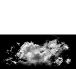Naklejka premium Set of five realistic white clouds with different shapes isolated on transparency background, black mask for design and illustration