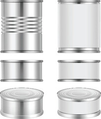 Obraz premium Cylindrical tin can mockup isolated packaging product showcase template vector