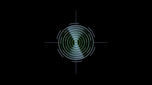 Digital Radar Screen with World Map and HUD Elements animation on the black background.