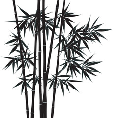 Obraz premium bamboo silhouettes leaves in a clean vector illustration isolated on a white background inspired by Asian nature art