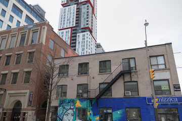 Naklejka premium view of Mizzica Gelateria & Cafe from John St (ice cream shop located at 307 Queen St W), Toronto