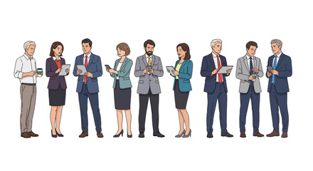 Fototapeta premium Diverse Business Professionals Using Digital Devices in a Modern Setting