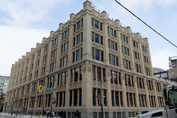 Naklejka premium 299 Queen St W, designed by by Burke, Horwood & White in 1913, in Neo-Gothic style (Methodist Book and Publishing House, Ryerson Press, City-CHUM, Bell Media), Toronto
