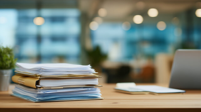 Corporate policy documentation stack on desk, open manuals showing structured sections and bullet lists, professional office atmosphere, regulatory standards and internal procedure