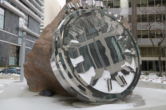 "The Cat, the Clock and the Rock" by British artist Ryan Gander at Artist's Alley, 234 Simcoe St, commissioned by Lanterra Developments, Toronto