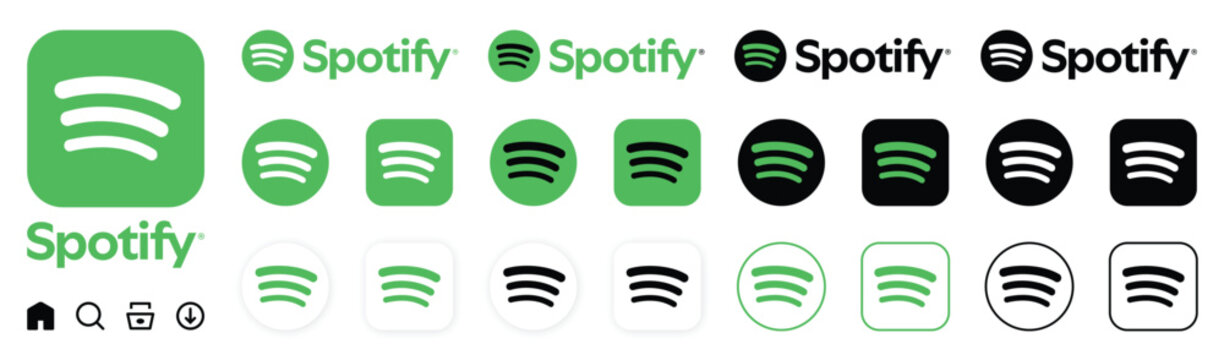 Spotify Music App Logo and Icons Vector Illustration Collection