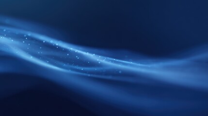 Abstract futuristic blue data wave background, glowing particles, AI technology and digital network flow, clean high tech style