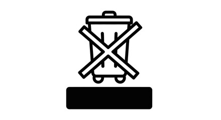 Recycling Bin with Cross Symbol, Not Allowed to Throw Away Icon, Concept of Refusal