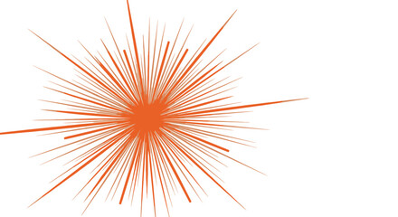 Orange Starburst Explosion with Radial Lines on White Background, Abstract Design Element © Veniys