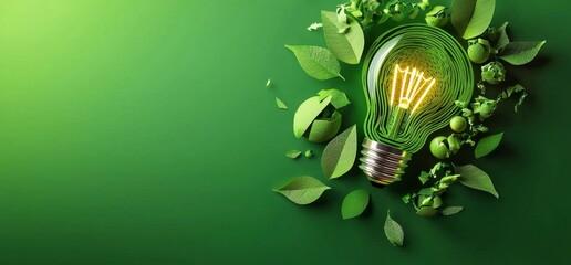 Eco-Friendly Light Bulb Banner Design with Paper Cut Technique