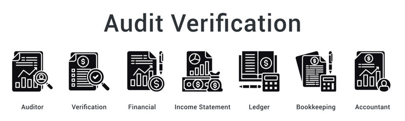 Audit Verification banner illustrating inspection accuracy financial review and compliance validation