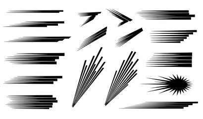 Black speed lines vector set for dynamic motion effects in comics and cartoons © Nasrin