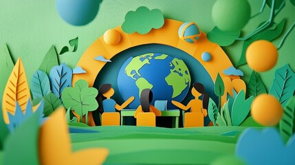 Minimalist Paper Cut Artwork Depicting Environmental Education