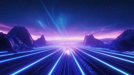 Experience the vibrant energy of a retro wave music festival.