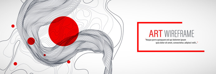 Fototapeta na wymiar The abstract wave is made in a frame style. Template for science and technology presentation. Vector art.