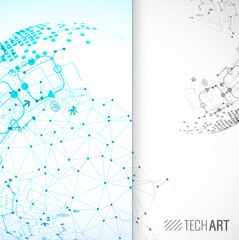 Obraz premium Abstract communication technology design background with highlighted blue sector.