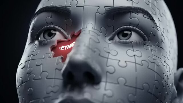 Jigsaw Puzzle Face with Ethereum Piece.