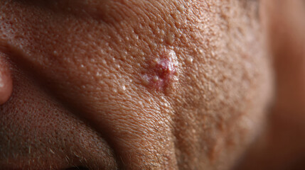 Fototapeta premium Close up of a malignant skin cancer melanoma mole on skin