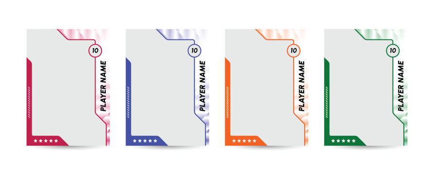 Set of player trading card template, Photo frame and border collection for soccer, hockey, volleyball, and basketball players, Sport flyer layout design, Template eps 10.