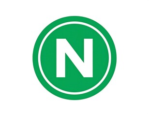 A simple, green circular icon features a bold white letter "N" at its center. The letter is clear and easily readable against a bright background