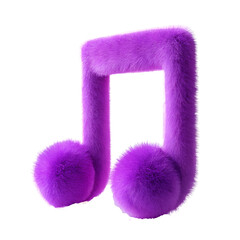 Vibrant Purple Fluffy Musical Note Isolated Transparent