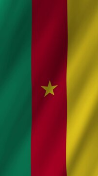 Vertical Cameroon Flag Waving Animation, 4K Quality