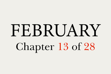 Fototapeta premium February chapter 13 of 28 with a cream background