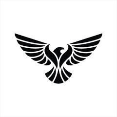 Obraz premium Symmetrical falcon bird mascot logo for security and automotive brand