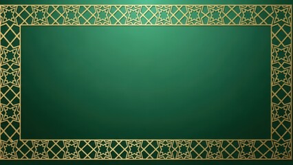 Obraz premium Elegant emerald green background with intricate gold geometric border frame design