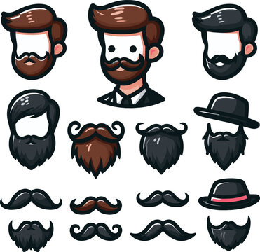 男性のいろんな髭のイラスト