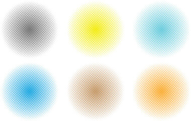 Halftone gradient set . Dotted gradient, smooth dots spraying and halftones dot background seamless horizontal geometric pattern vector template. Abstract dot gradient halftone pattern illustration