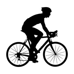 Obraz premium Silhouette of a cyclist in full gear on a road bicycle Vector