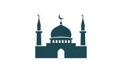 Obraz premium Minimalist mosque illustration with crescent moons, symbolizing islamic faith and community focus