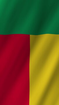 Vertical Benin Flag Waving Animation, 4K Quality