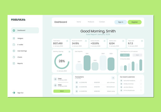 Modern Analytics Dashboard UI Design with Sales Reports, Charts and Business Statistics Interface