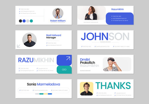Modern Email Signature Design Set with Professional Profile Layout and Contact Information